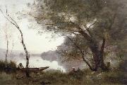Jean Baptiste Camille  Corot THe boatman of mortefontaine oil